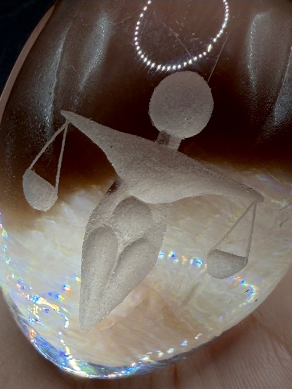 Vintage Zodiac Libra Woman with Scales Astrology Sign Crystal Egg Paperweight - Picture 9 of 9